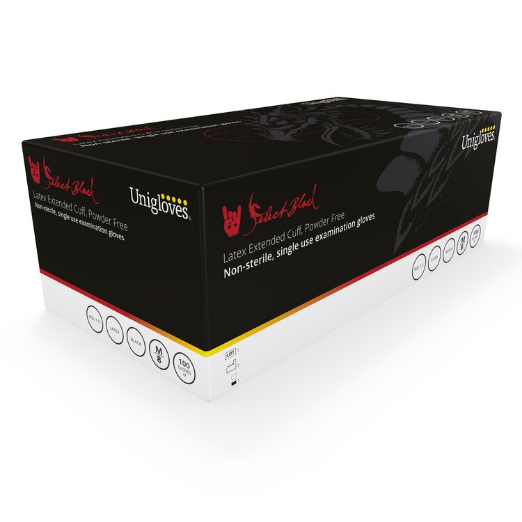 Unigloves Select Black Latex Gloves